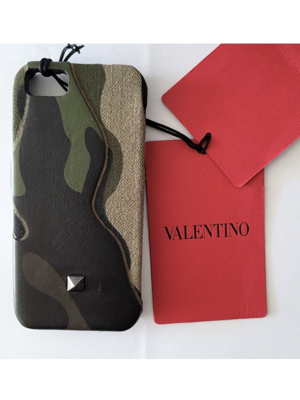 NWT VALENTINO iPhone 5/5s Leather Suede Stud Metal Accent Camo Print Hard Case